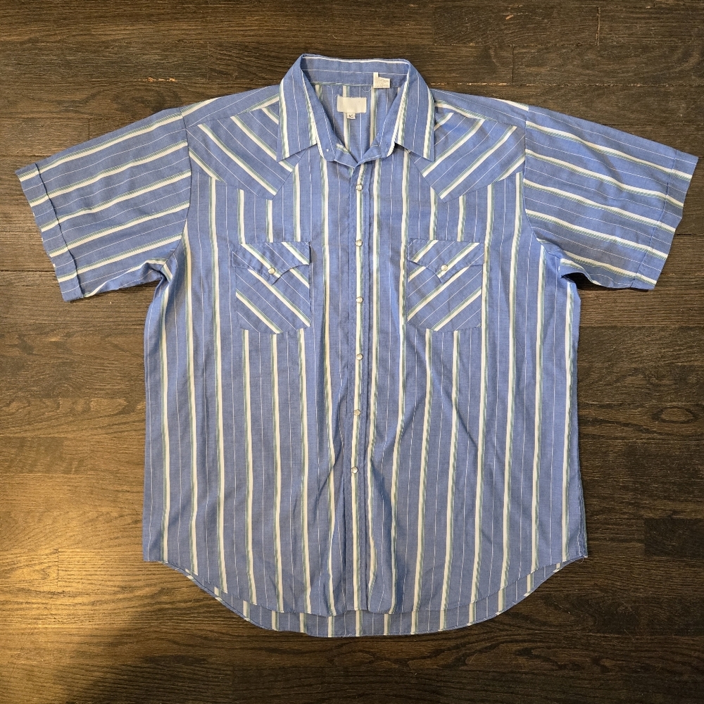 Cowboy Western Blue Striped Men's Shirt